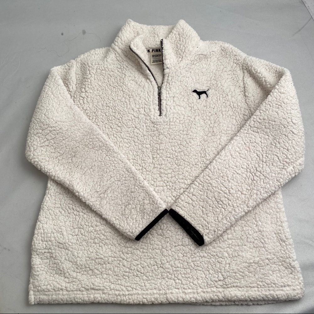 Victoria’s Secret natural Sherpa textured quarter zip pullover